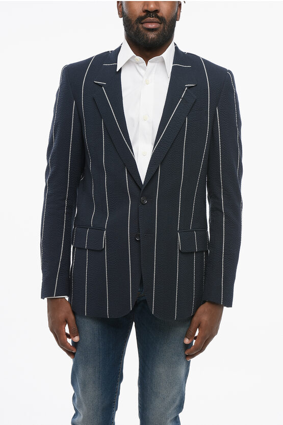 Corneliani Cc Collection Single Breasted Half-lined Blazer With Stripe In Black