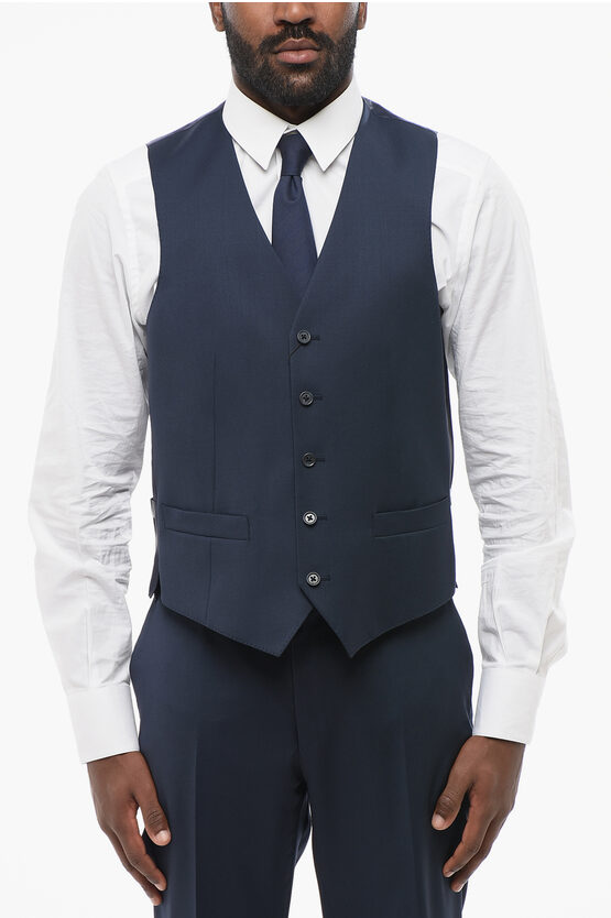 Corneliani Cc Collection Virgin Wool Refined Vest With Back Martingale