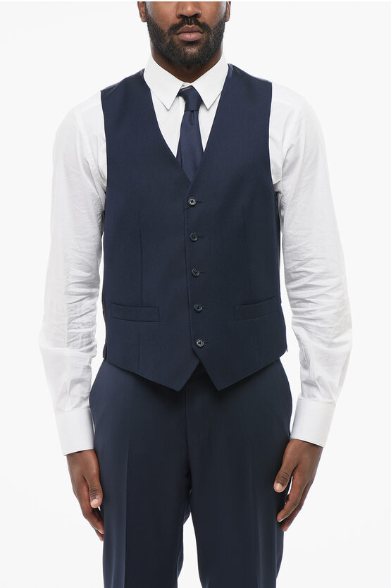 Corneliani Cc Collection Virgin Wool Refined Vest With Back Martingale