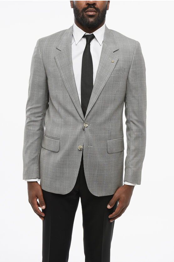 Corneliani Cc Collection Single Breasted Reset Blazer With Prince Of Wa In Gray