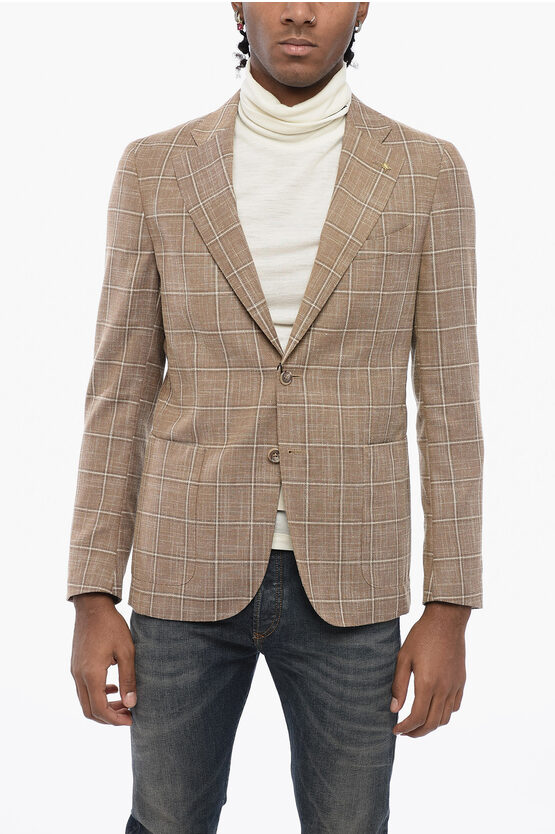 CORNELIANI CC COLLECTION SINGLE-BREASTED REWARD WINDOWPANE CHECK BLAZER 