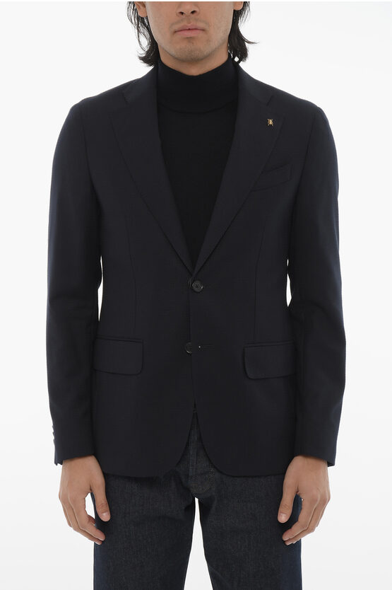 Corneliani Cc Collection Solid Color 2-button Blazer With Flap Pockets In Black