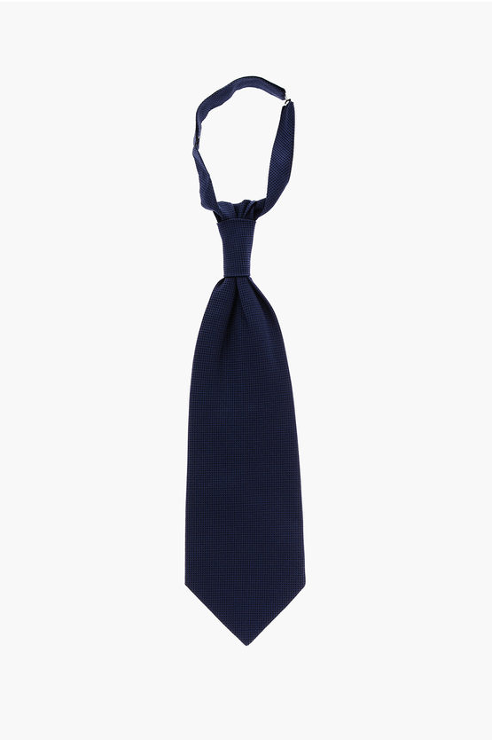Corneliani Cc Collection Solid Colour Silk Ascot Tie In Blue