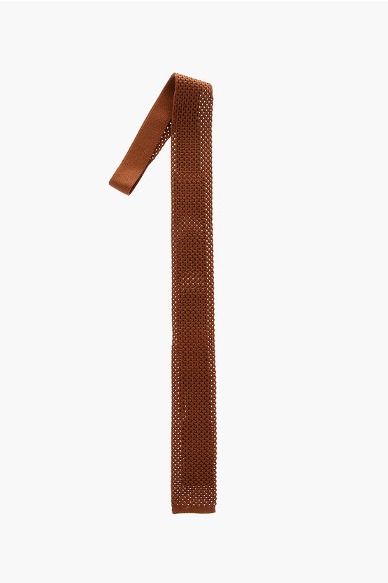 Corneliani Cc Collection Solid Color Silk Tie In Brown