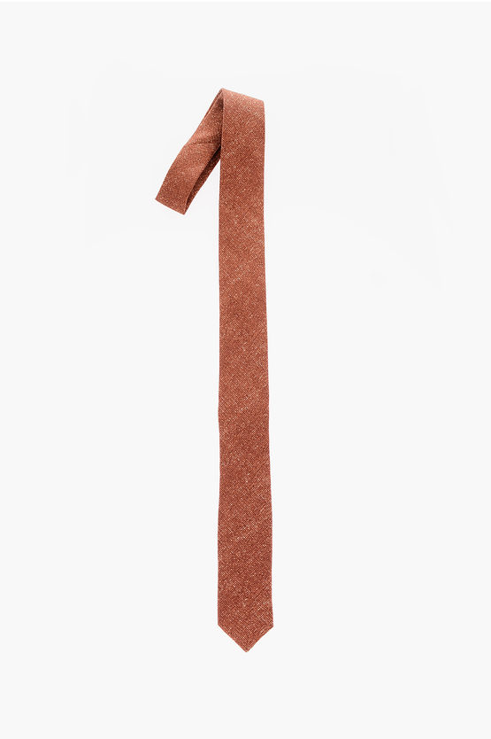 Corneliani Cc Collection Solid Color Silk Tie In Orange