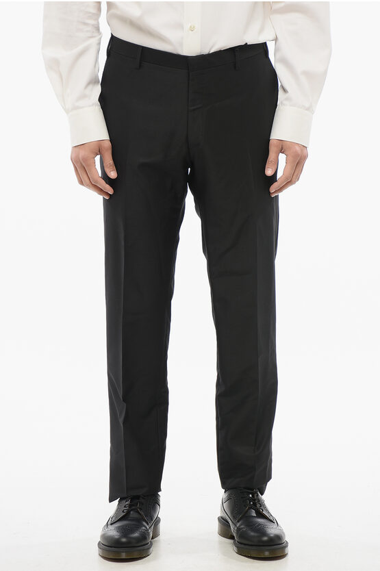 Corneliani Cc Collection Solid Color Wool And Silk Cerim.reset Pants Wi