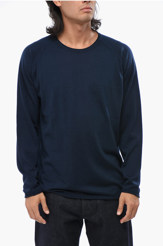 Corneliani Cc Collection Solid Color Wool Crew-neck Sweater In Blue