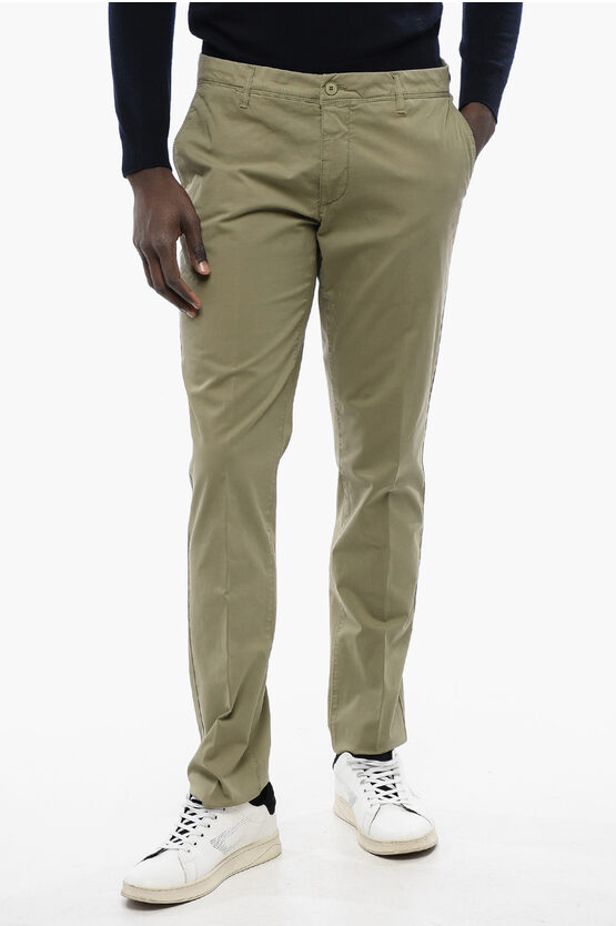 Corneliani Cc Collection Stretch Cotton Chinos Pants With Belt Loops