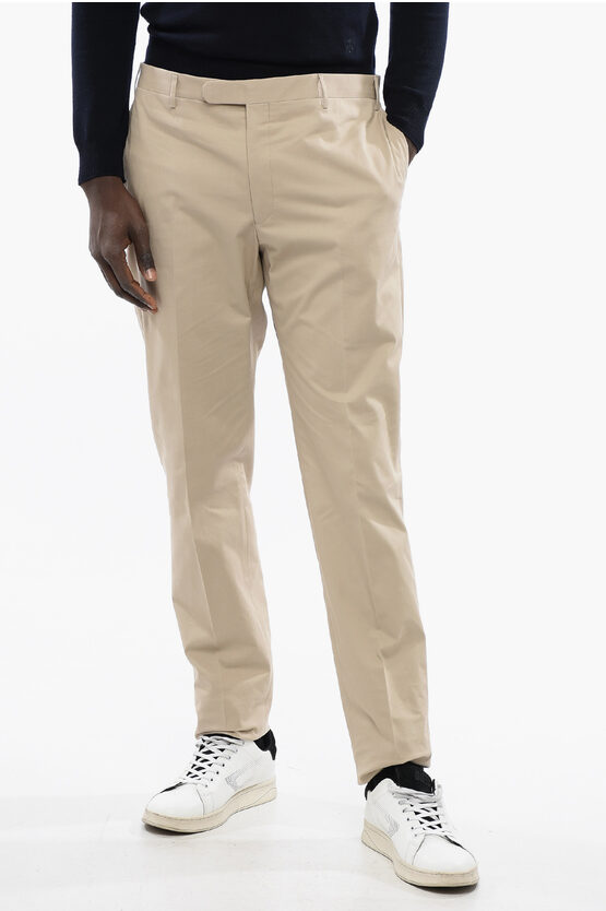 Corneliani Cc Collection Stretch Cotton Chinos Pants With Belt Loops