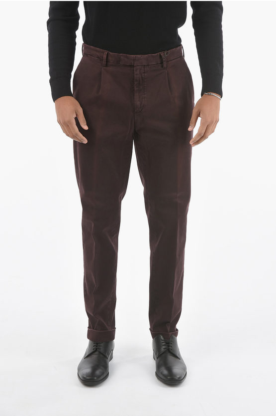 Corneliani CC COLLECTION Stretch Cotton Single-pleated Pants with 5 ...