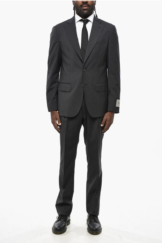 Corneliani Cc Collection Stretch Virgin Wool Slim Fit Suit In Black