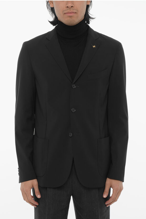 Corneliani Cc Collection Stretch Wool Unlined Blazer In Black