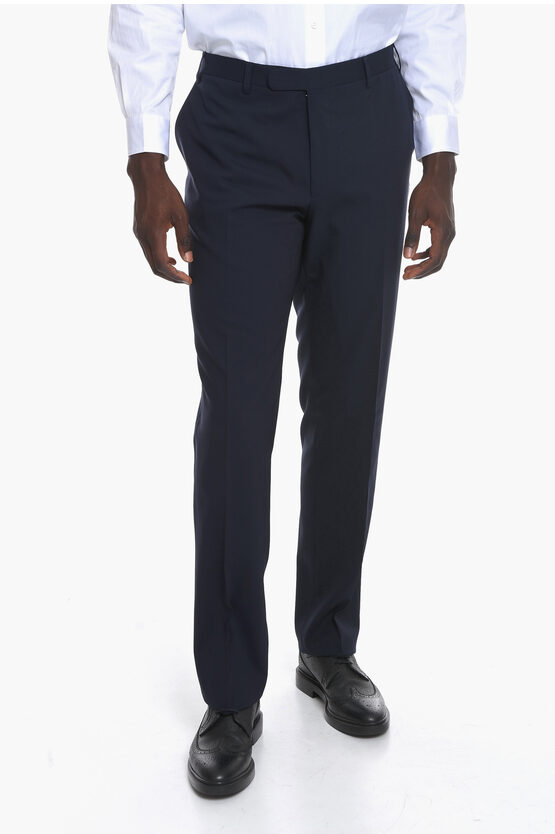 Corneliani Cc Collection Stretchy-virgin-wool Refined Pants In Blue