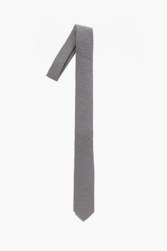 Corneliani Cc Collection Striped Silk Tie In Gray