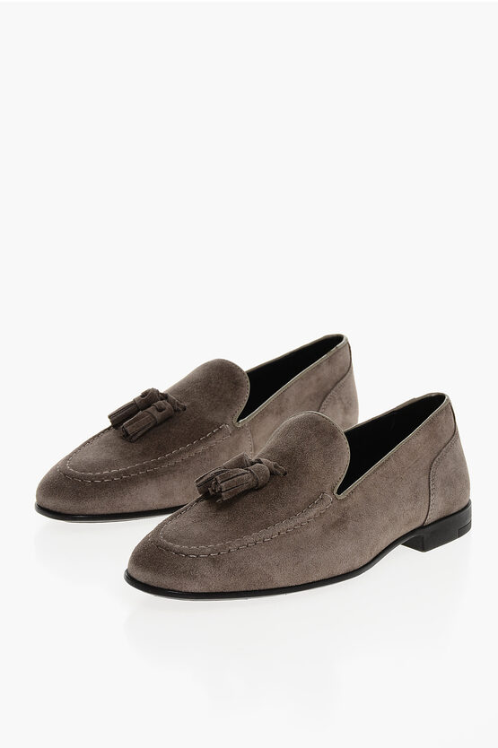 Corneliani Cc Collection Suede Loafers With Tassels
