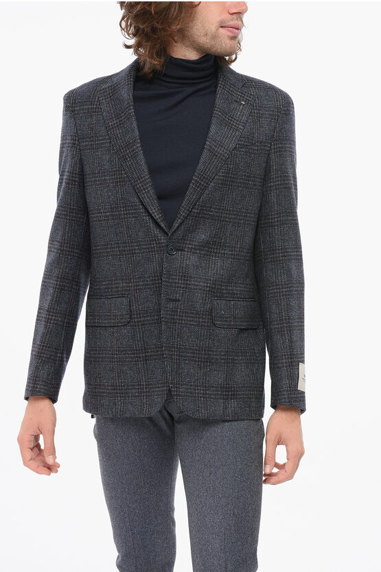 Corneliani Cc Collection Half-lined Right Blazer With Multicolored Moti