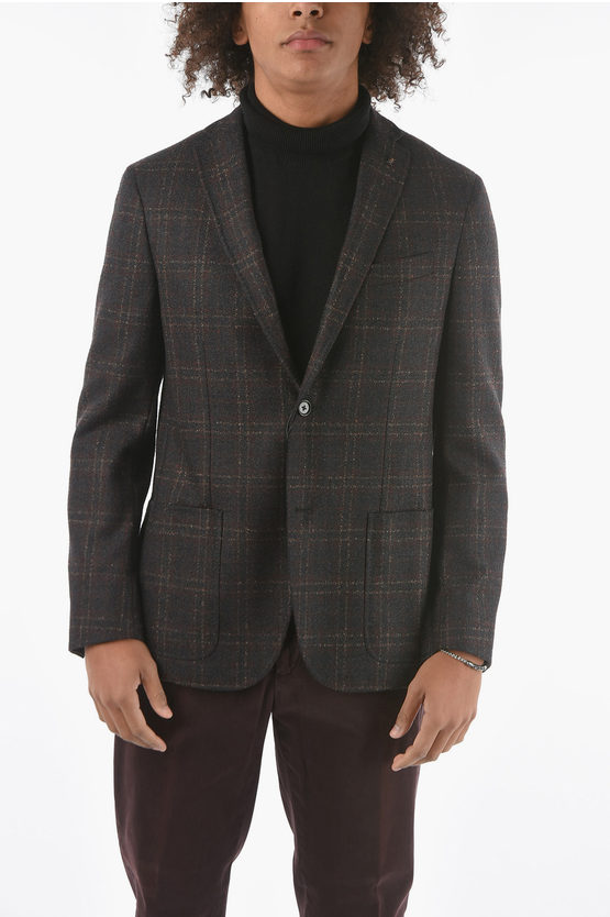 Corneliani Cc Collection Tweed Wool Blend Right Blazer In Black