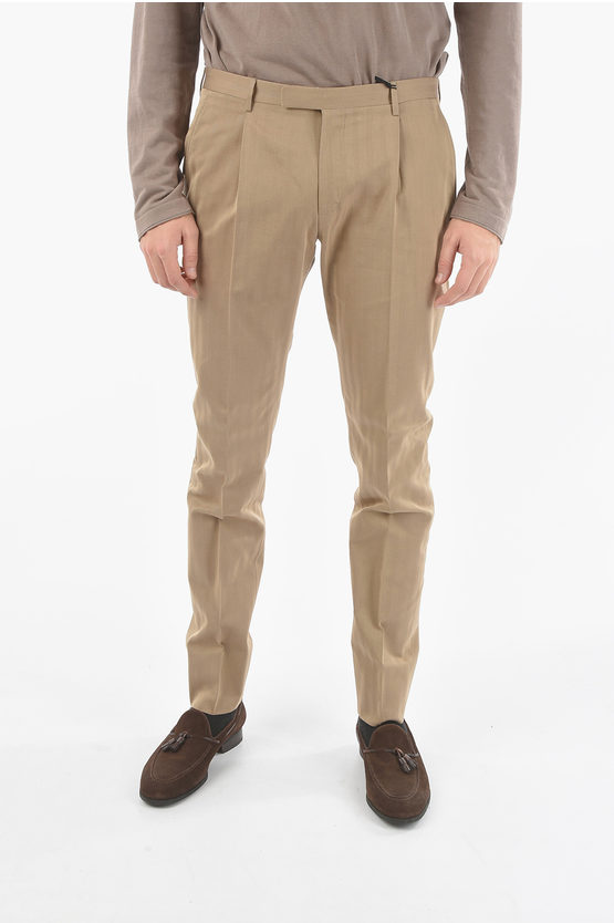 Corneliani Cc Collection Twill Cotton Reward Elegant Pants In Brown