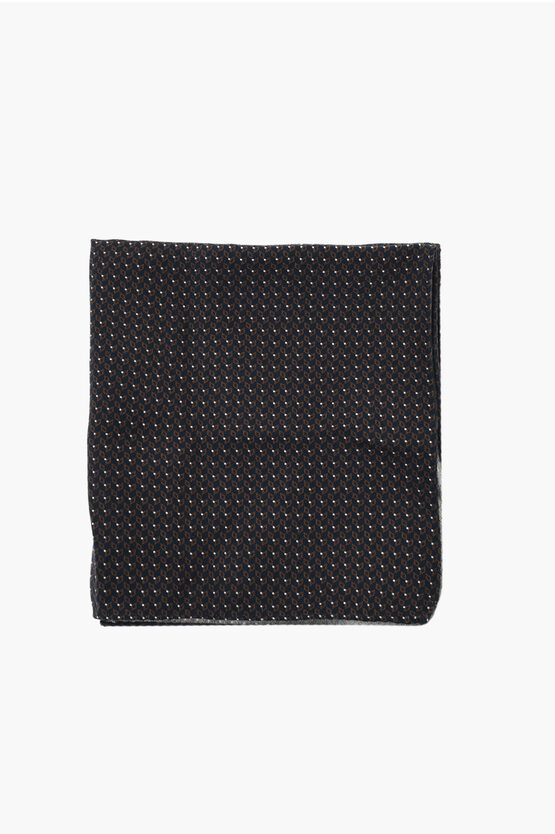 Corneliani Cc Collection Two-tone Patterned Silk And Wool Pocket Square