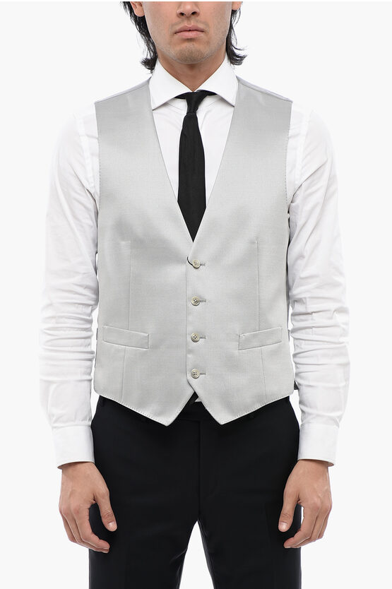Corneliani Cc Collection Two-tone Wool Blend Retailored Waistcoat