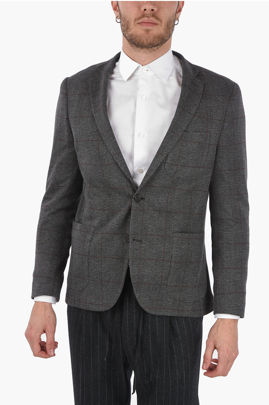 Corneliani Cc Collection Unlined Glen Check Blazer With Patch Pockets In Gray