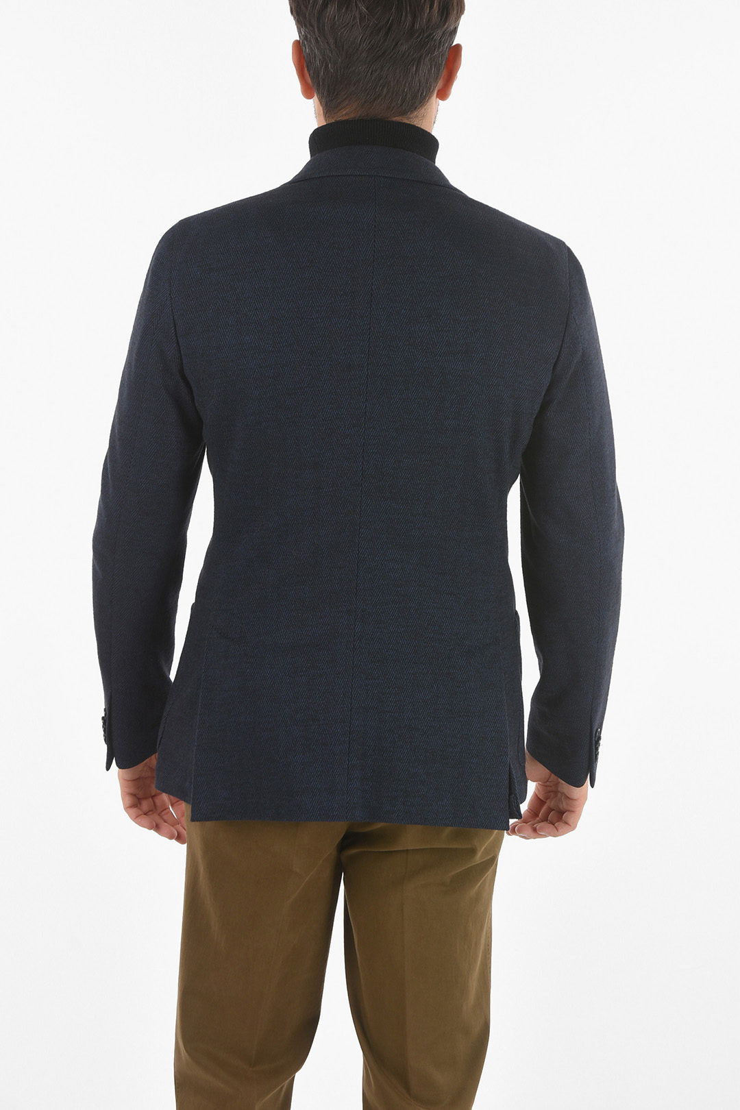 Corneliani CC COLLECTION Unlined RESET Herringbone Cotton Blend Blazer