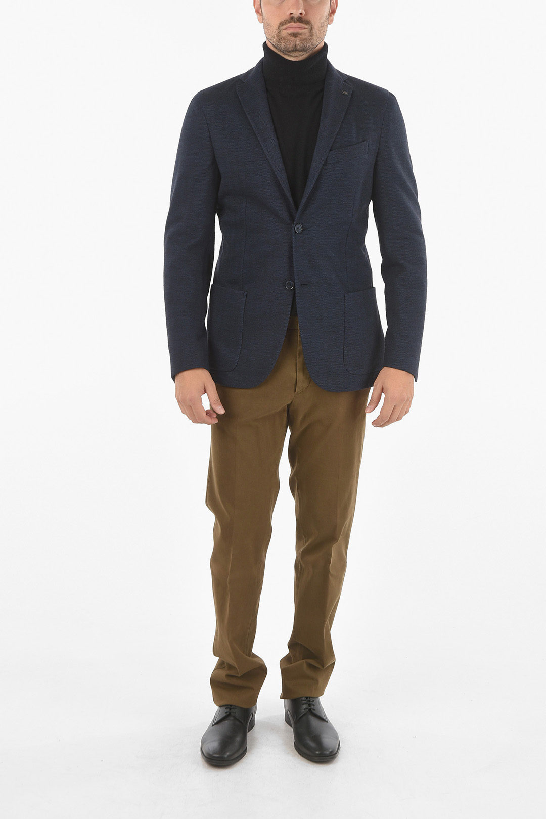 Corneliani CC COLLECTION Unlined RESET Herringbone Cotton Blend Blazer