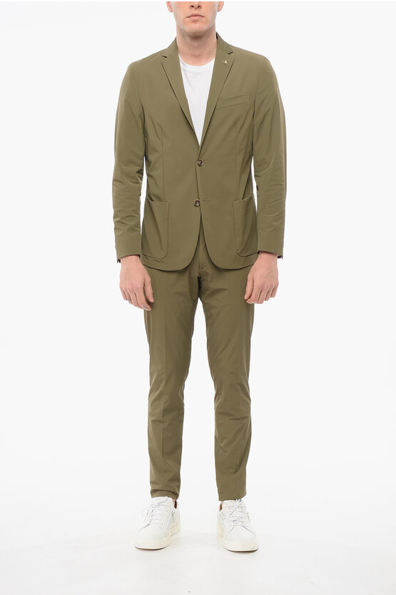Corneliani Cc Collection Unlined Reset Stretch Nylon Suit In Green
