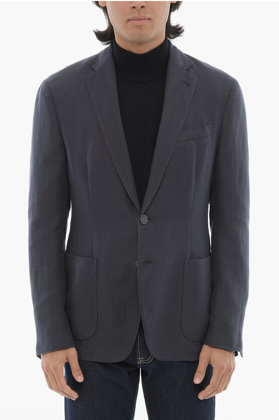 Corneliani Cc Collection Unlined Two-buttons Blazer With Patch Pockets