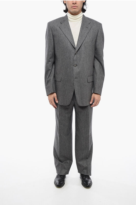 Shop Corneliani Cc Collection Virgin Wool And Cashmere 3-button Suit With Si