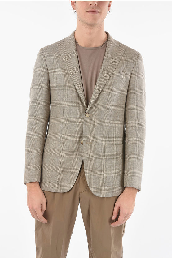 Corneliani Cc Collection Virgin Wool And Flax Refined 2-button Blazer In Neutral