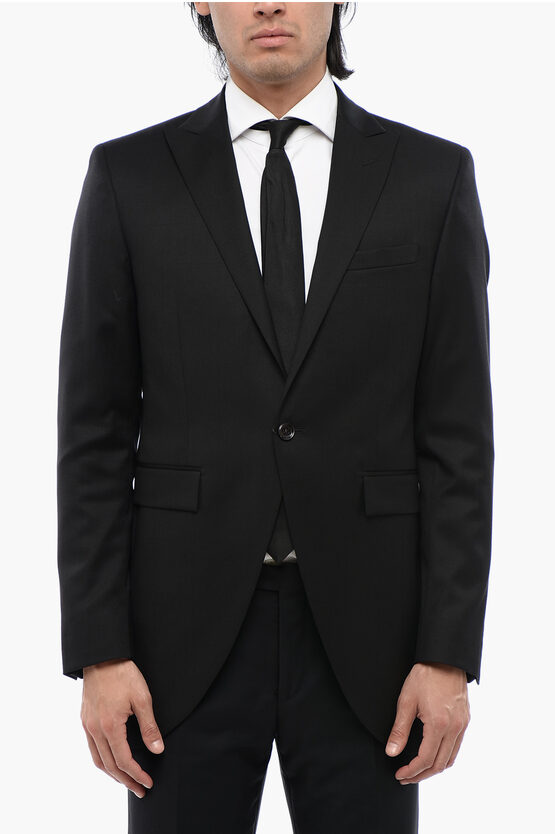 Corneliani Cc Collection Virgin Wool And Silk 1-button Blazer With Peak