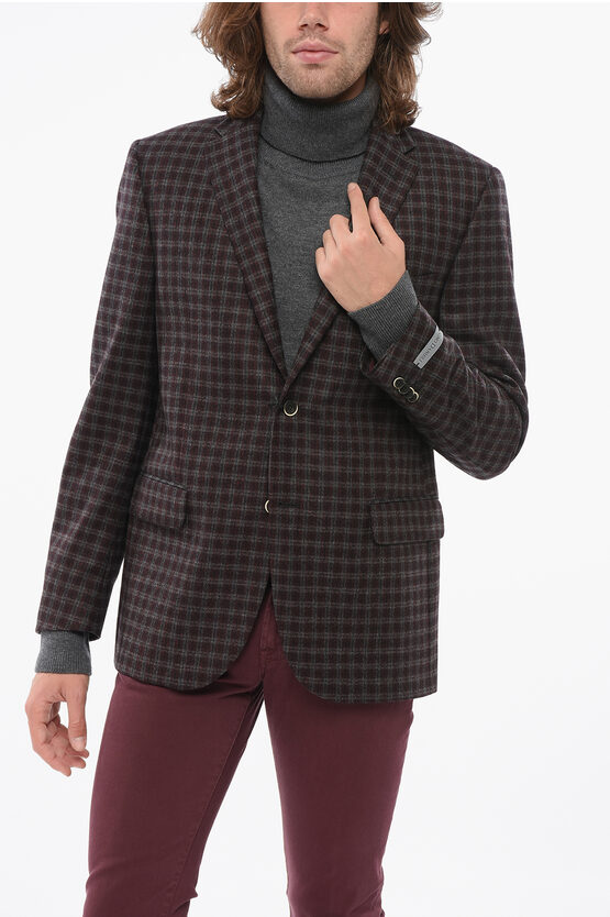 Corneliani Cc Collection Virgin Wool Blazer With Check Motif