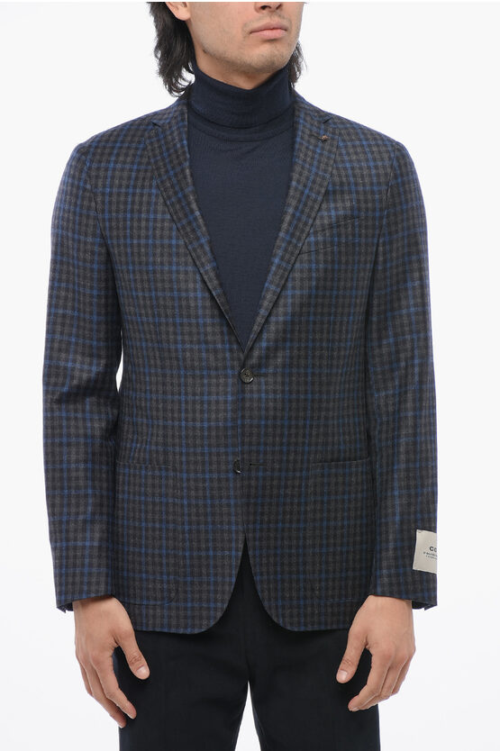 Corneliani Cc Collection Virgin Wool Blazer With Check Pattern