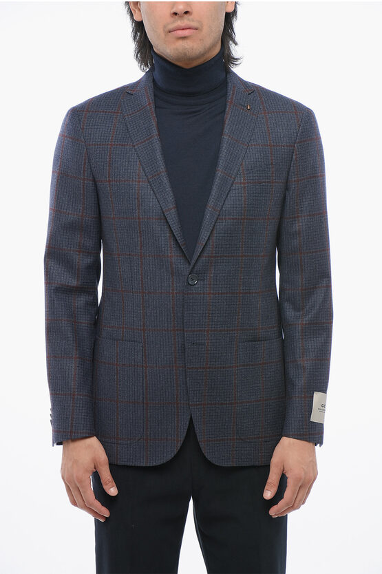 Corneliani Cc Collection Virgin Wool Blazer With Check Pattern