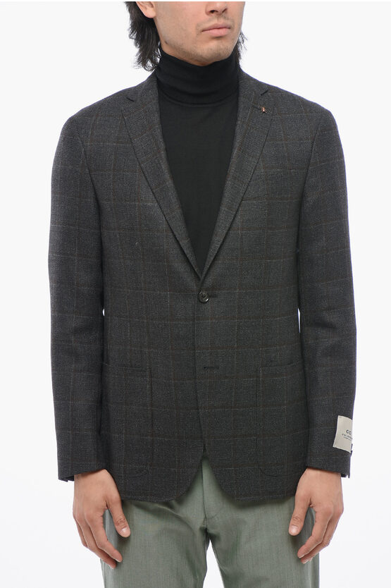 Corneliani Cc Collection Virgin Wool Blazer With Check Pattern