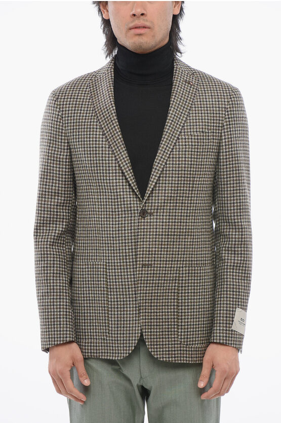 Corneliani Cc Collection Virgin Wool Blazer With Check Pattern