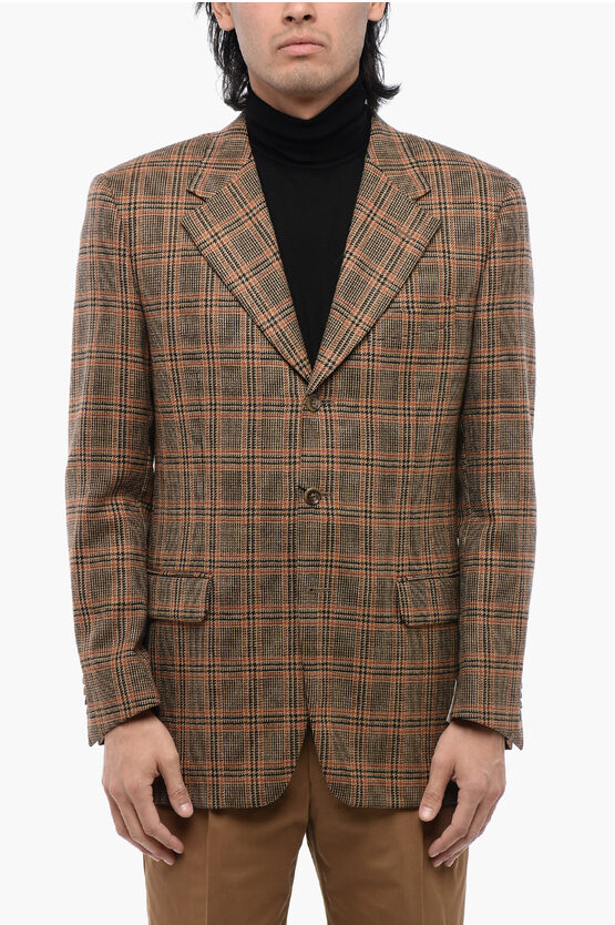 Corneliani Cc Collection Virgin Wool Blazer With District Check Motif