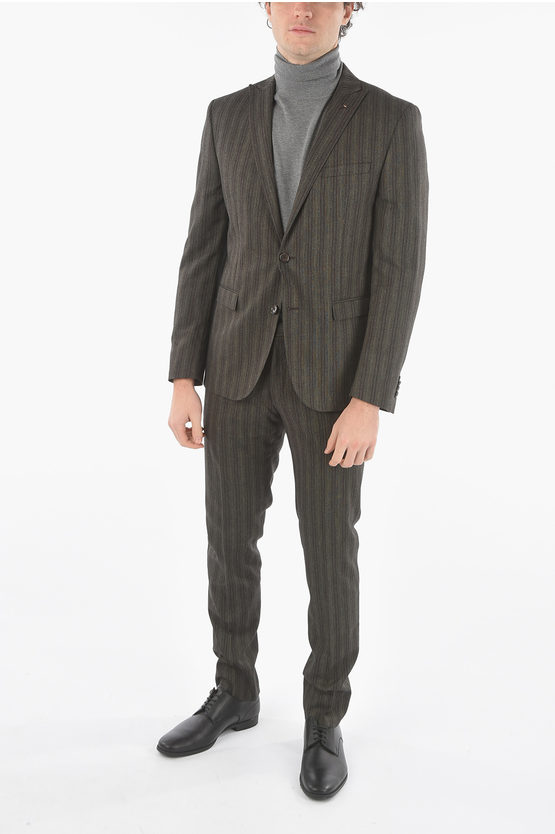 Corneliani Cc Collection Virgin Wool-blend Reset Suit With Peak Lapel In Brown