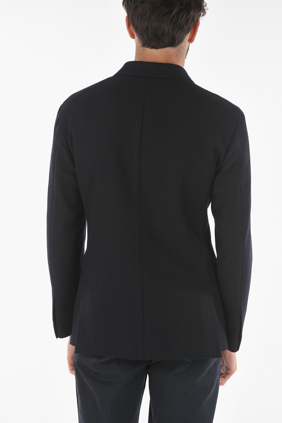 Corneliani CC COLLECTION Virgin Wool Double-breasted Blazer with Braid ...