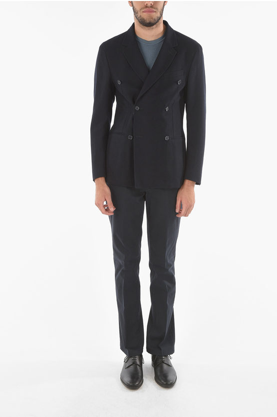 Corneliani CC COLLECTION Virgin Wool Double-breasted Blazer with Braid ...