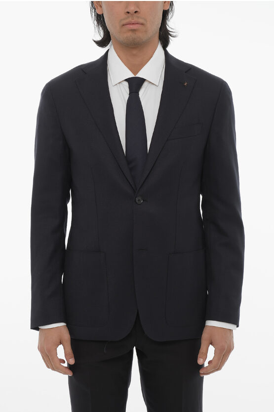 CORNELIANI CC COLLECTION VIRGIN WOOL HALF-LINED 2-BUTTONS BLAZER WITH P
