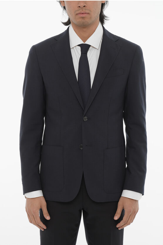 Corneliani Cc Collection Virgin Wool Half Lined 2-buttons Blazer With S In Black