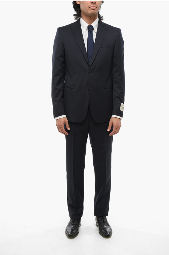 Corneliani Cc Collection Virgin Wool Refined Suit With Peak Lapel