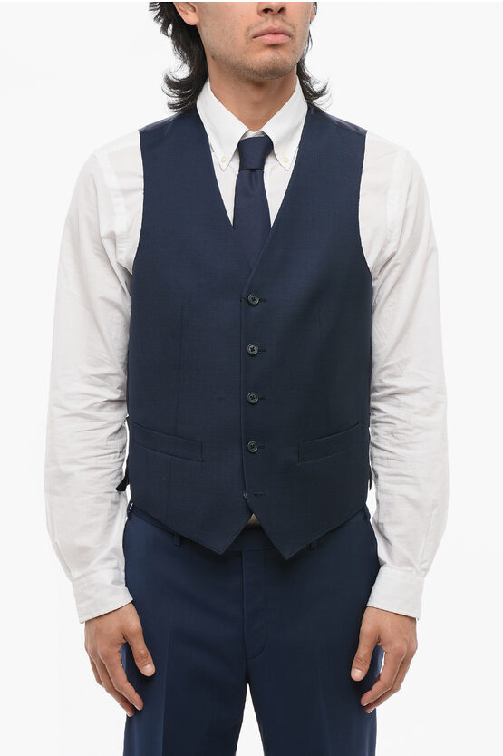 Corneliani Cc Collection Virgin Wool Refined Vest With Back Martingale