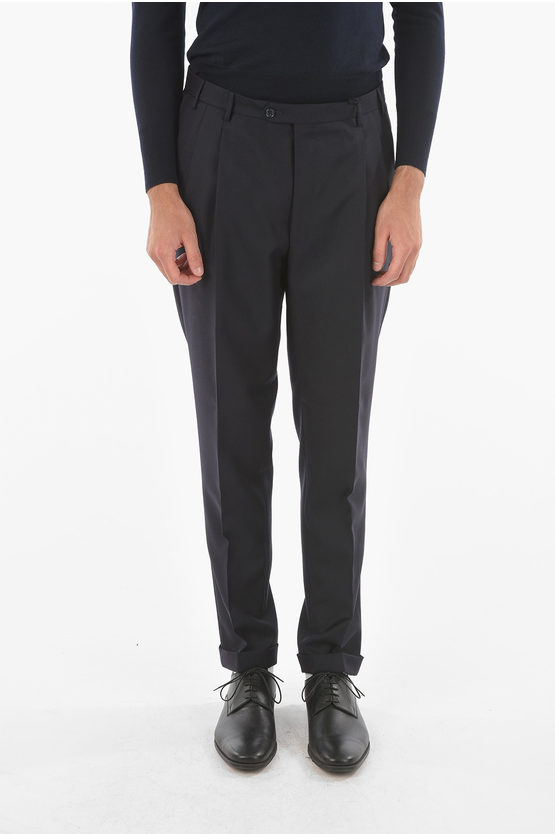 CORNELIANI CC COLLECTION VIRGIN WOOL RESET PANTS WITH DOUBLE PLEAT 