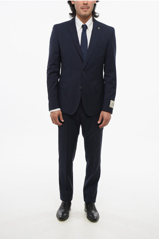 Corneliani Cc Collection District Check Reset Virgin Wool Suit In Blue