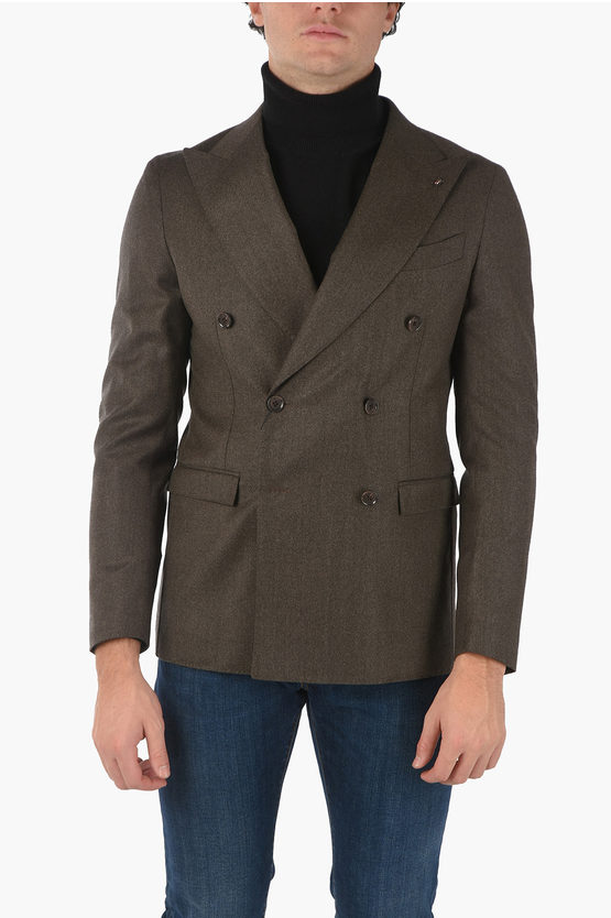Corneliani Cc Collection Virgin Wool Reward Double-breasted Blazer With In Brown