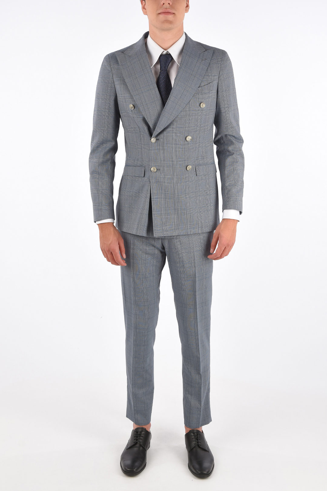 CC COLLECTION virgin wool REWARD side vents peak lapel 3-button double  breasted suit