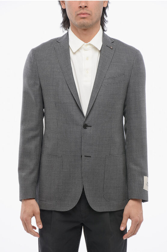 Corneliani Cc Collection Virgin Wool Right Blazer With Hopsack Motif